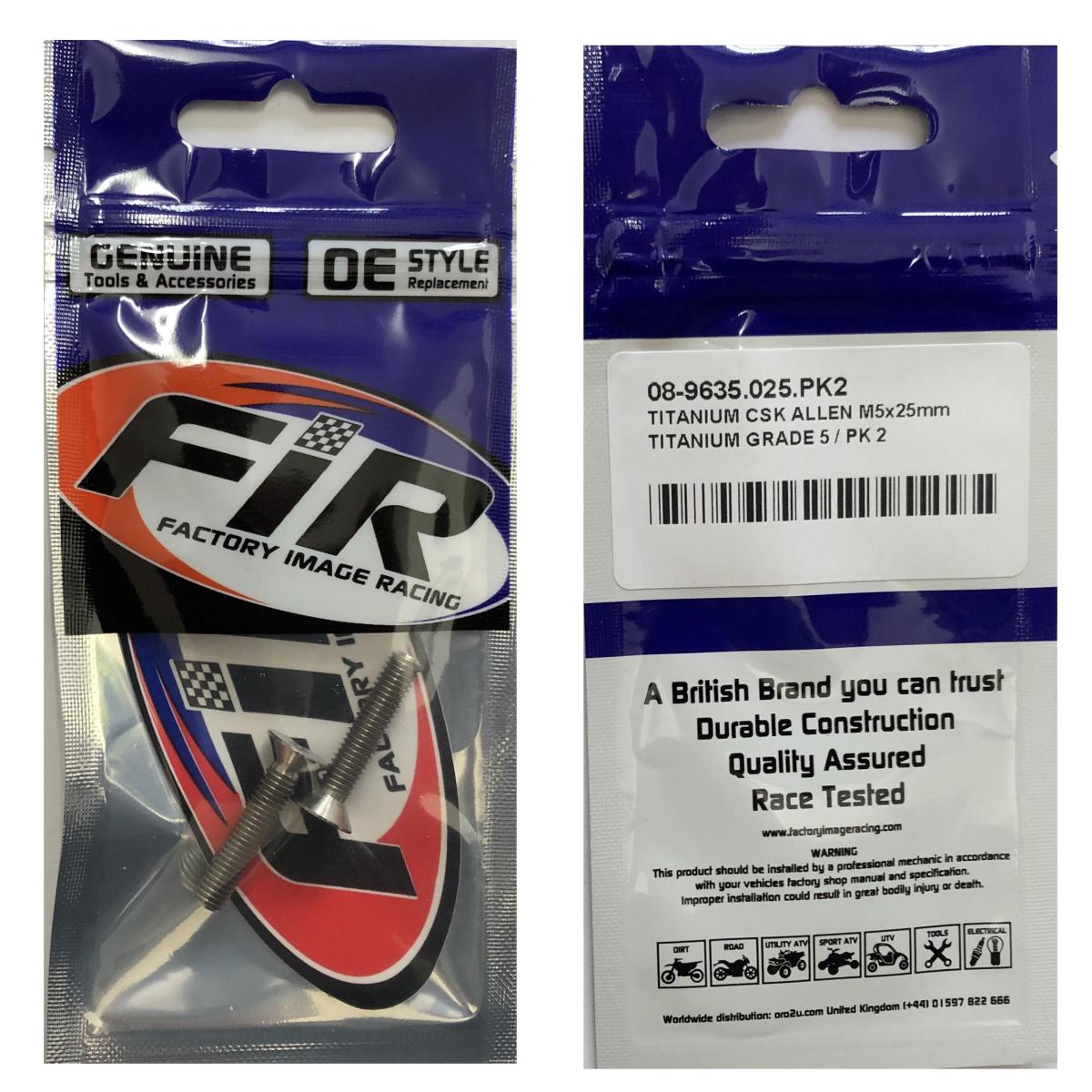 TITANIUM CSK ALLEN M5X25mm, TITANIUM GRADE 5 / PK 2 thumbnail 2