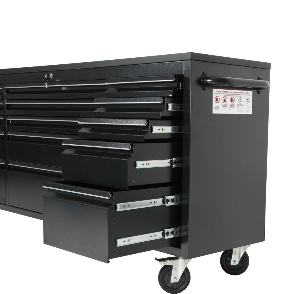 72 Powder Coated Black Steel Tool Chest Box 15 Drawers Solid Rubber Top thumbnail 4