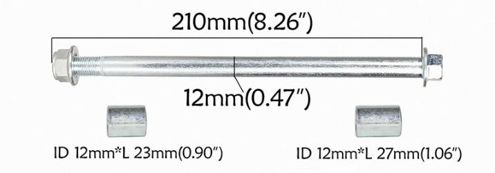 12MM PITBIKE WHEEL SPINDLE 210MM, PITBIKE, OFF ROAD, DIRT, WITH 12MM & 12MM SPACERS thumbnail 3