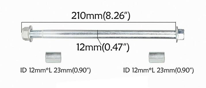12MM PITBIKE WHEEL SPINDLE 210MM, PITBIKE, OFF ROAD, DIRT, WITH 12MM & 12MM SPACERS thumbnail 3