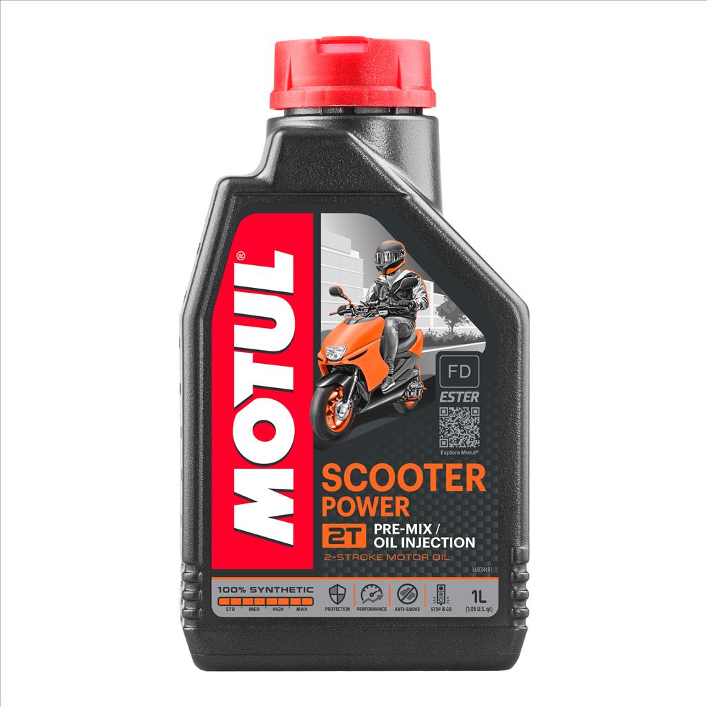 SCOOTER POWER 2T 1 Litre C, MOTUL 450068, BOX=12, Motorcycle, 100% SYNTHETIC image 1