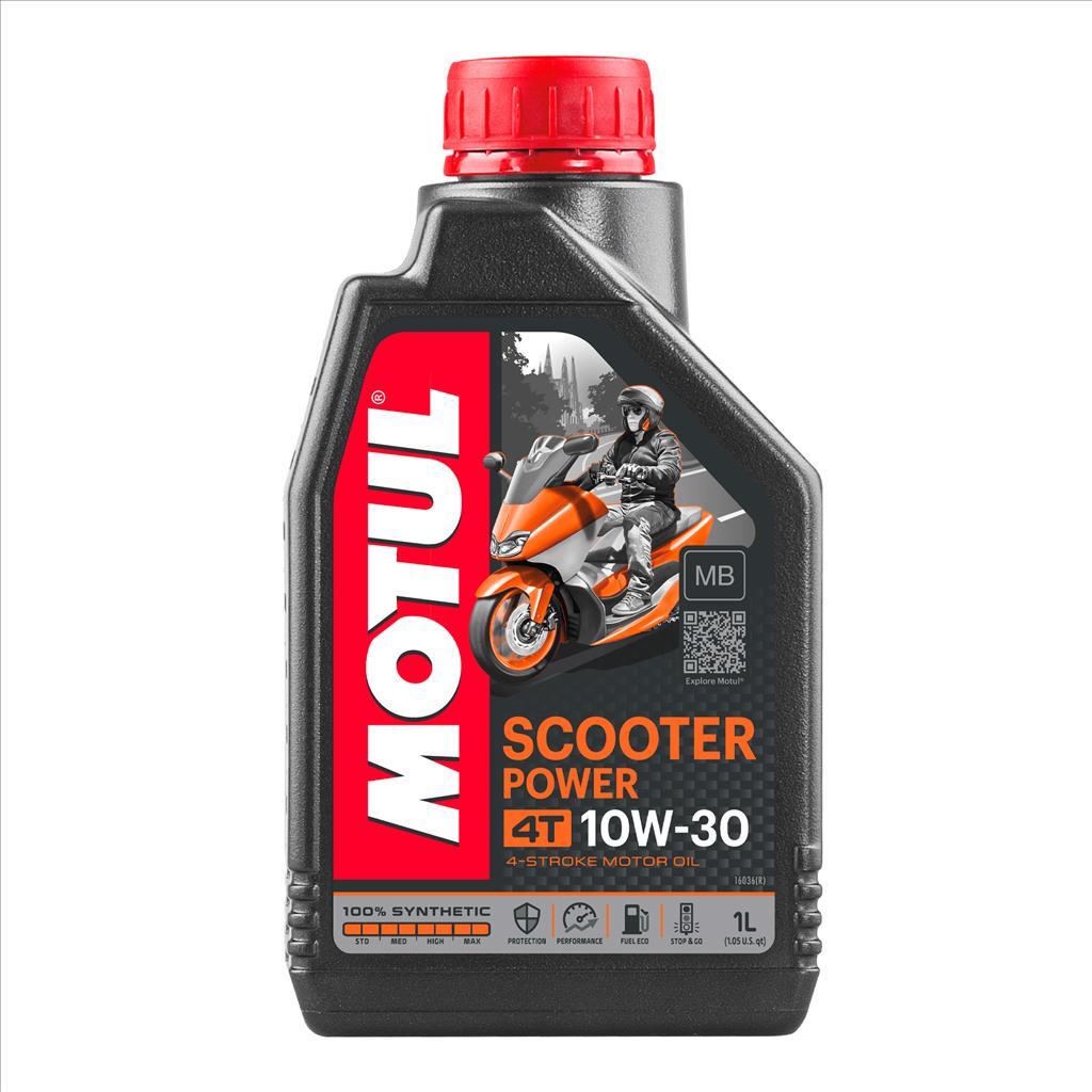 SCOOTER POWER 4T 10W30 MB 1 Litre, MOTUL 450066, BOX=12, Motorcycle, 100% SYNTHETIC image 1