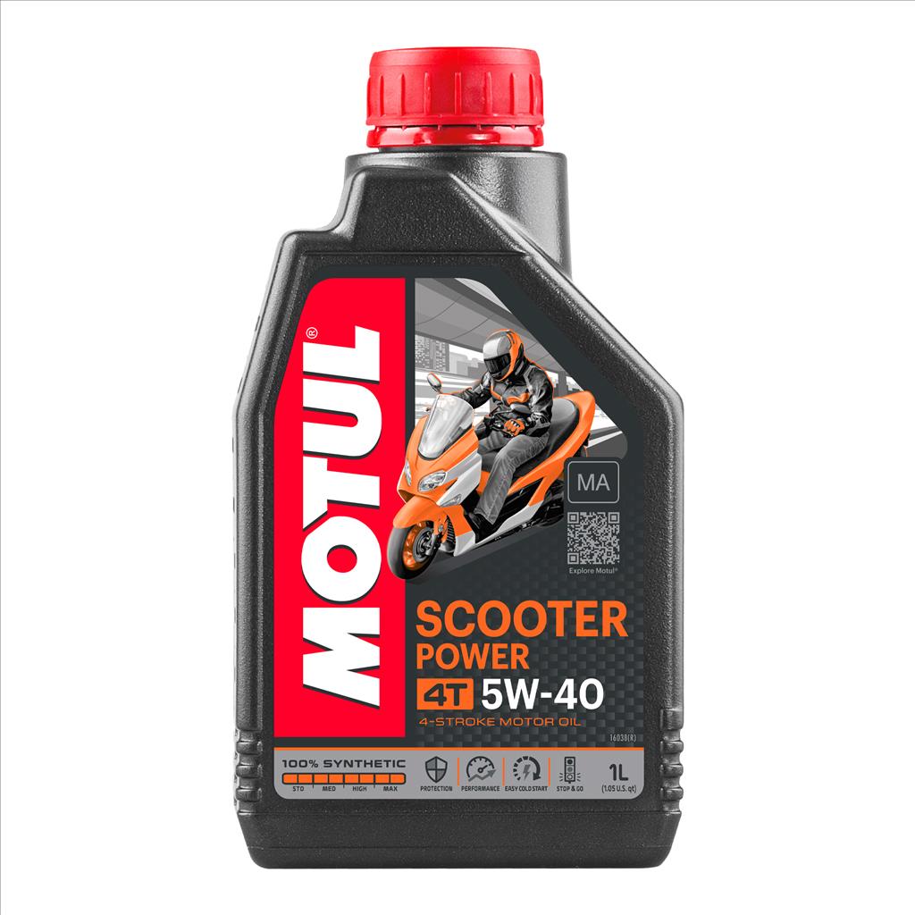 SCOOTER POWER 4T 5W40 MA 1 Litre, MOTUL 450050, BOX=12, Motorcycle, 100% SYNTHETIC image 1