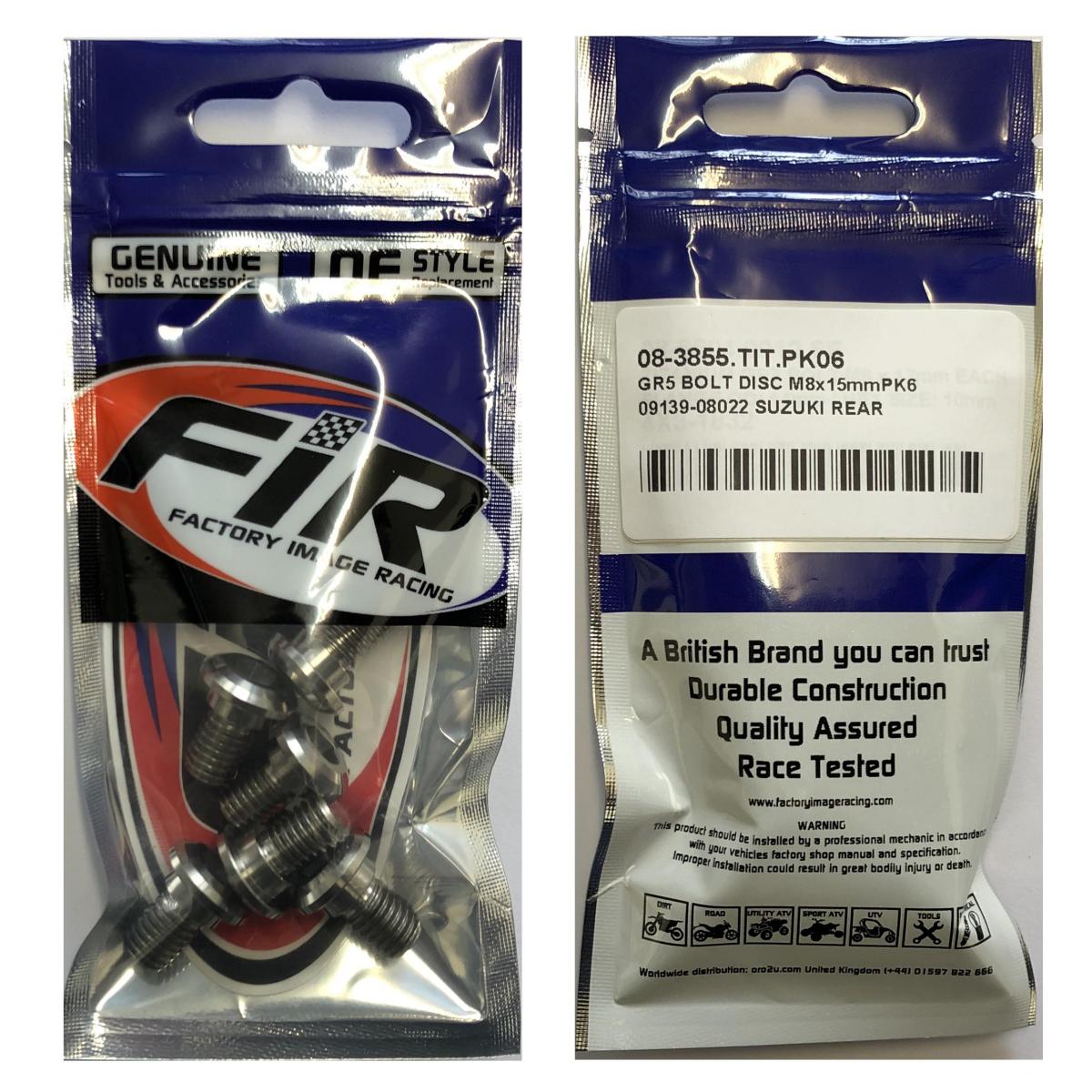 GR5 BOLT DISC M8x15mmPK6, 09139-08022 SUZUKI REAR thumbnail 3