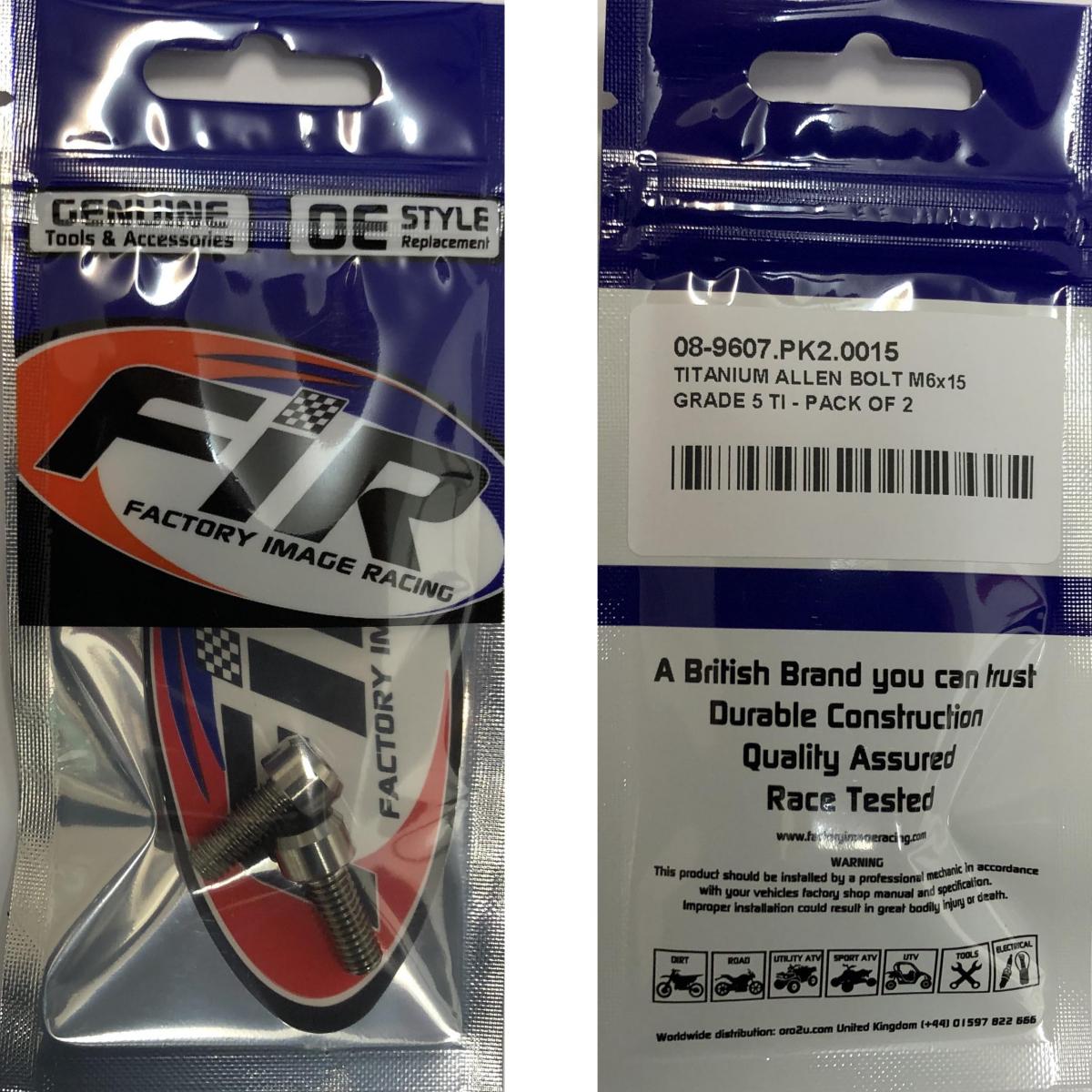 TITANIUM ALLEN BOLT M6x15, GRADE 5 TI - PACK OF 2 thumbnail 2