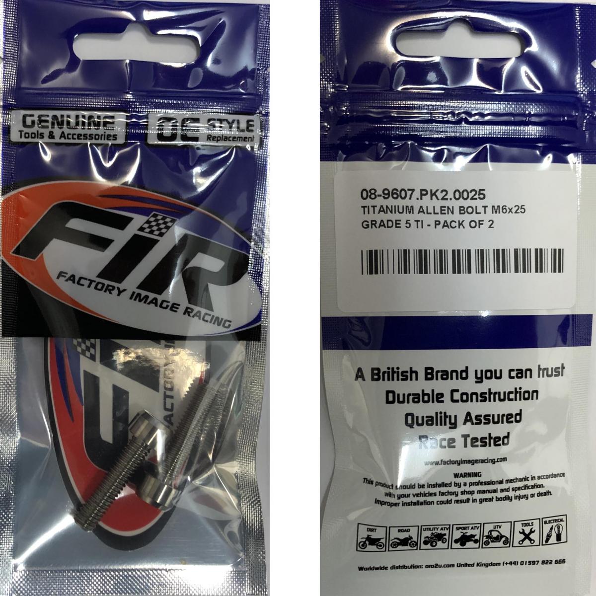 TITANIUM ALLEN BOLT M6x25, GRADE 5 TI - PACK OF 2 thumbnail 2
