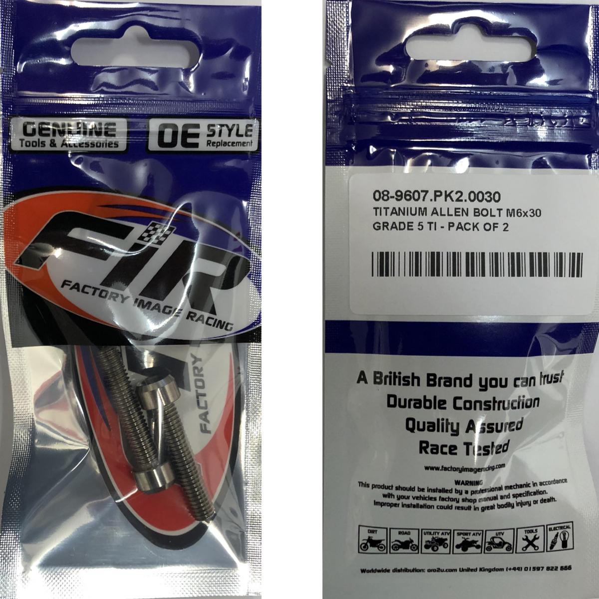 TITANIUM ALLEN BOLT M6x30, GRADE 5 TI - PACK OF 2 thumbnail 2