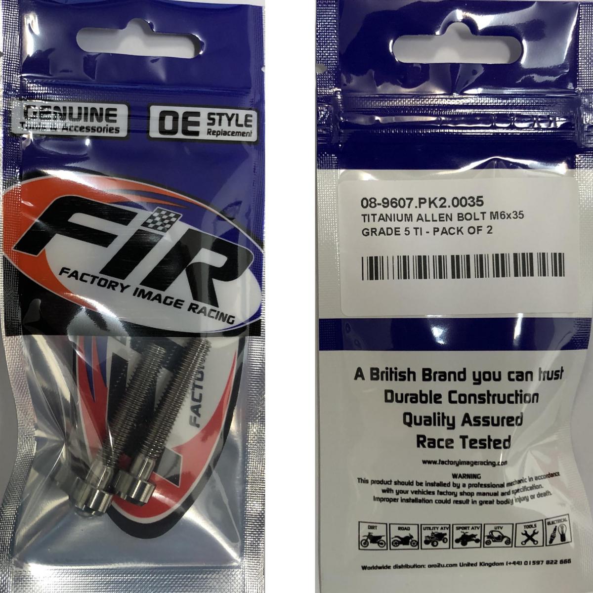 TITANIUM ALLEN BOLT M6x35, GRADE 5 TI - PACK OF 2 thumbnail 2