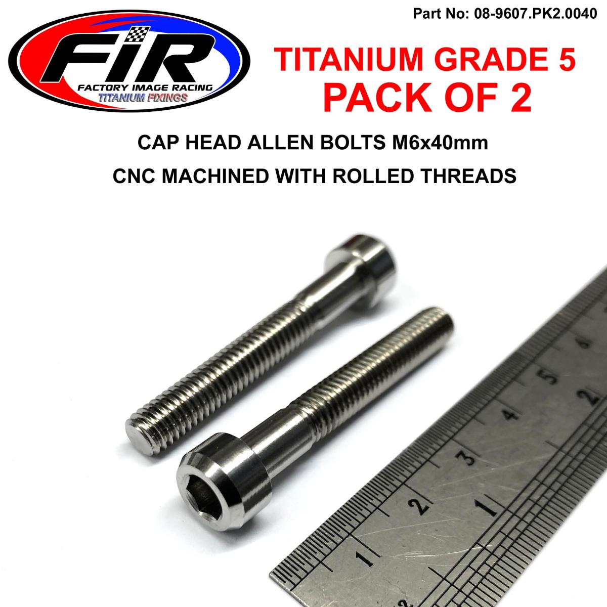 TITANIUM ALLEN BOLT M6x40, GRADE 5 TI - PACK OF 2 thumbnail 2