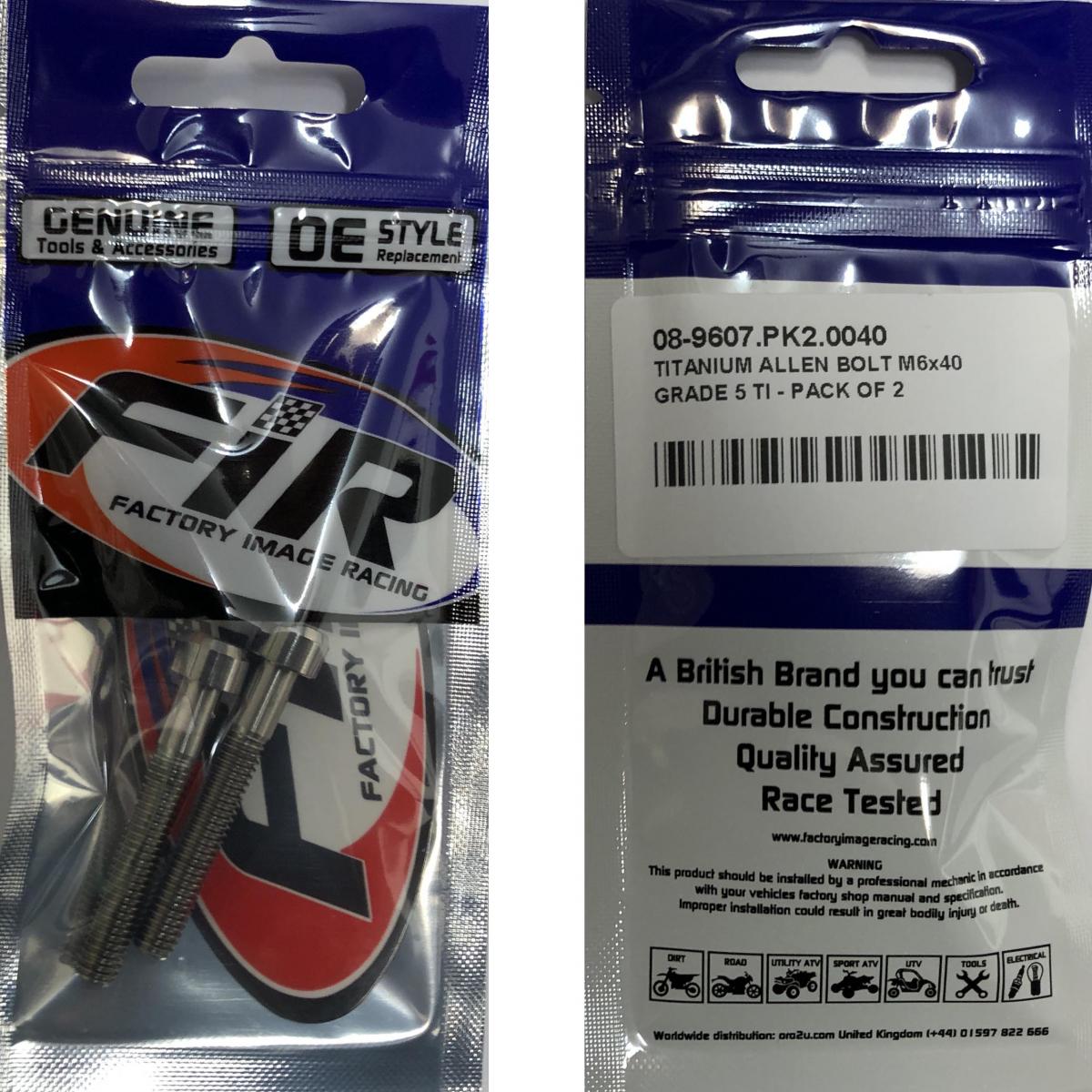 TITANIUM ALLEN BOLT M6x40, GRADE 5 TI - PACK OF 2 thumbnail 3
