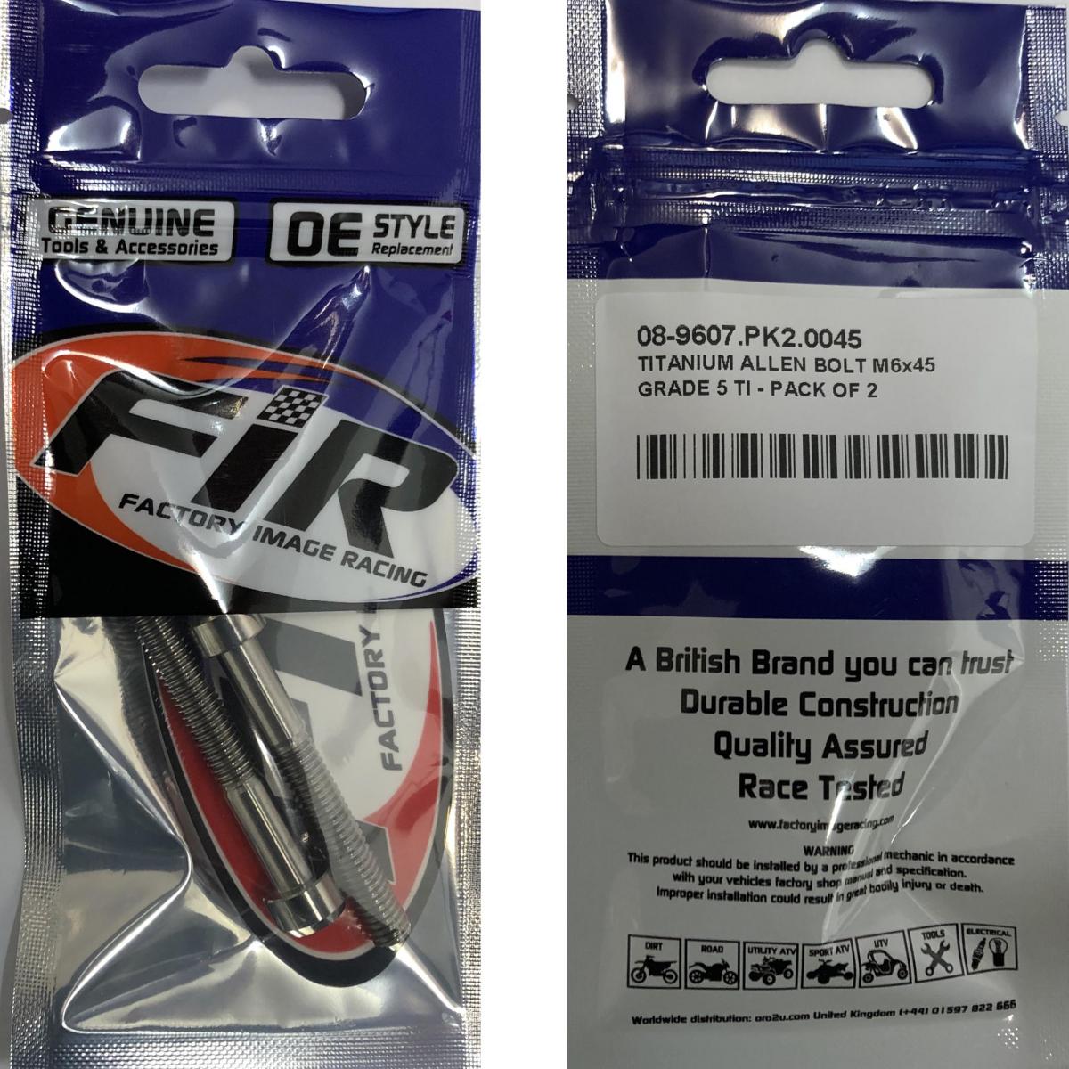 TITANIUM ALLEN BOLT M6x45, GRADE 5 TI - PACK OF 2 thumbnail 3
