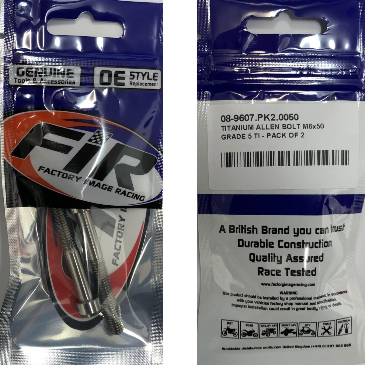 TITANIUM ALLEN BOLT M6x50, GRADE 5 TI - PACK OF 2 thumbnail 2