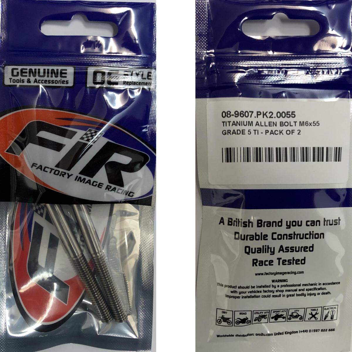 TITANIUM ALLEN BOLT M6x55, GRADE 5 TI - PACK OF 2 thumbnail 2