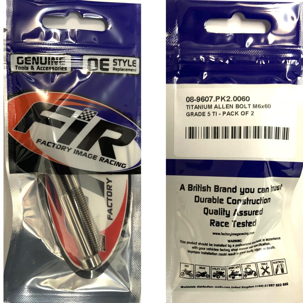 TITANIUM ALLEN BOLT M6x60, GRADE 5 TI - PACK OF 2 thumbnail 2