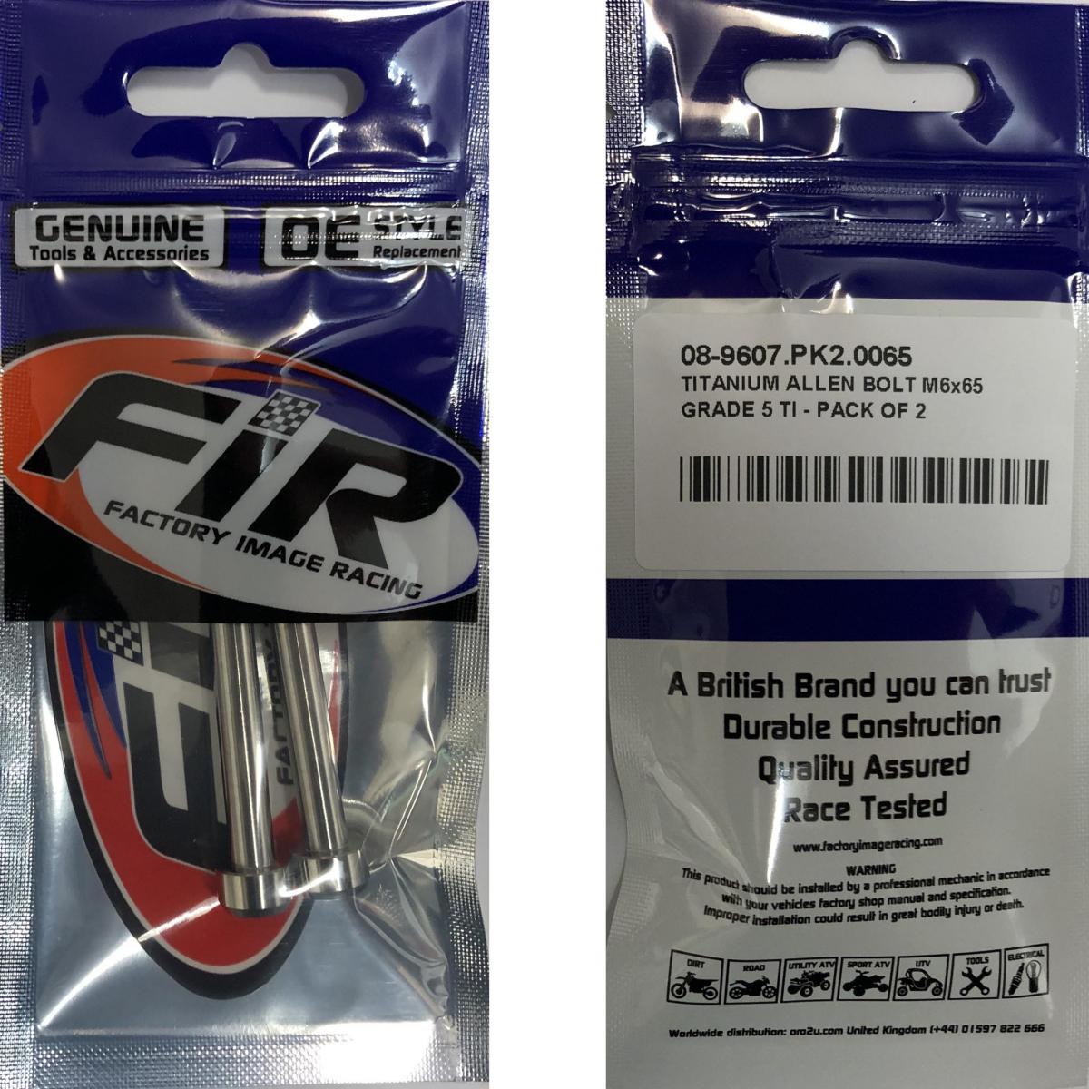 TITANIUM ALLEN BOLT M6x65, GRADE 5 TI - PACK OF 2 thumbnail 2
