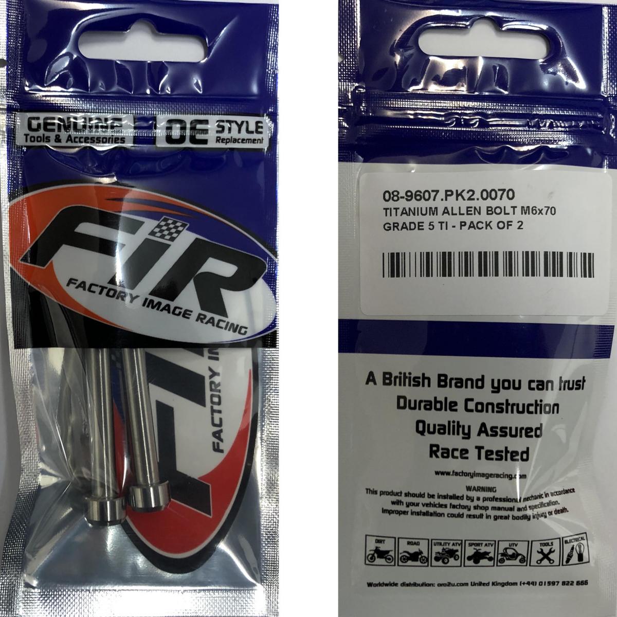 TITANIUM ALLEN BOLT M6x70, GRADE 5 TI - PACK OF 2 thumbnail 2