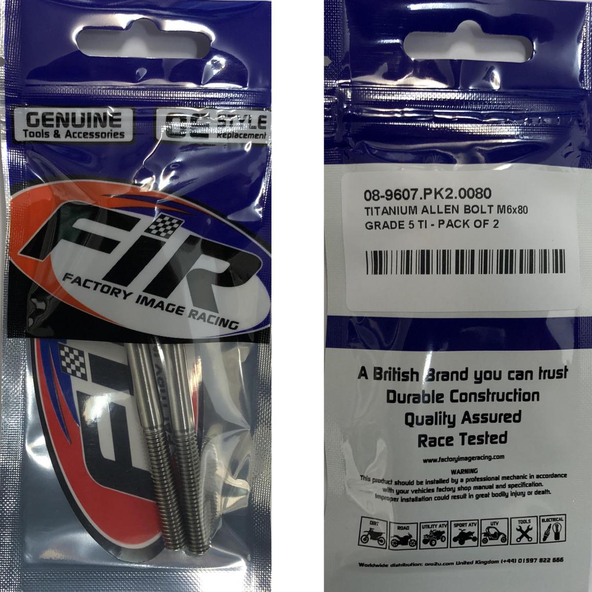 TITANIUM ALLEN BOLT M6x80, GRADE 5 TI - PACK OF 2 thumbnail 2