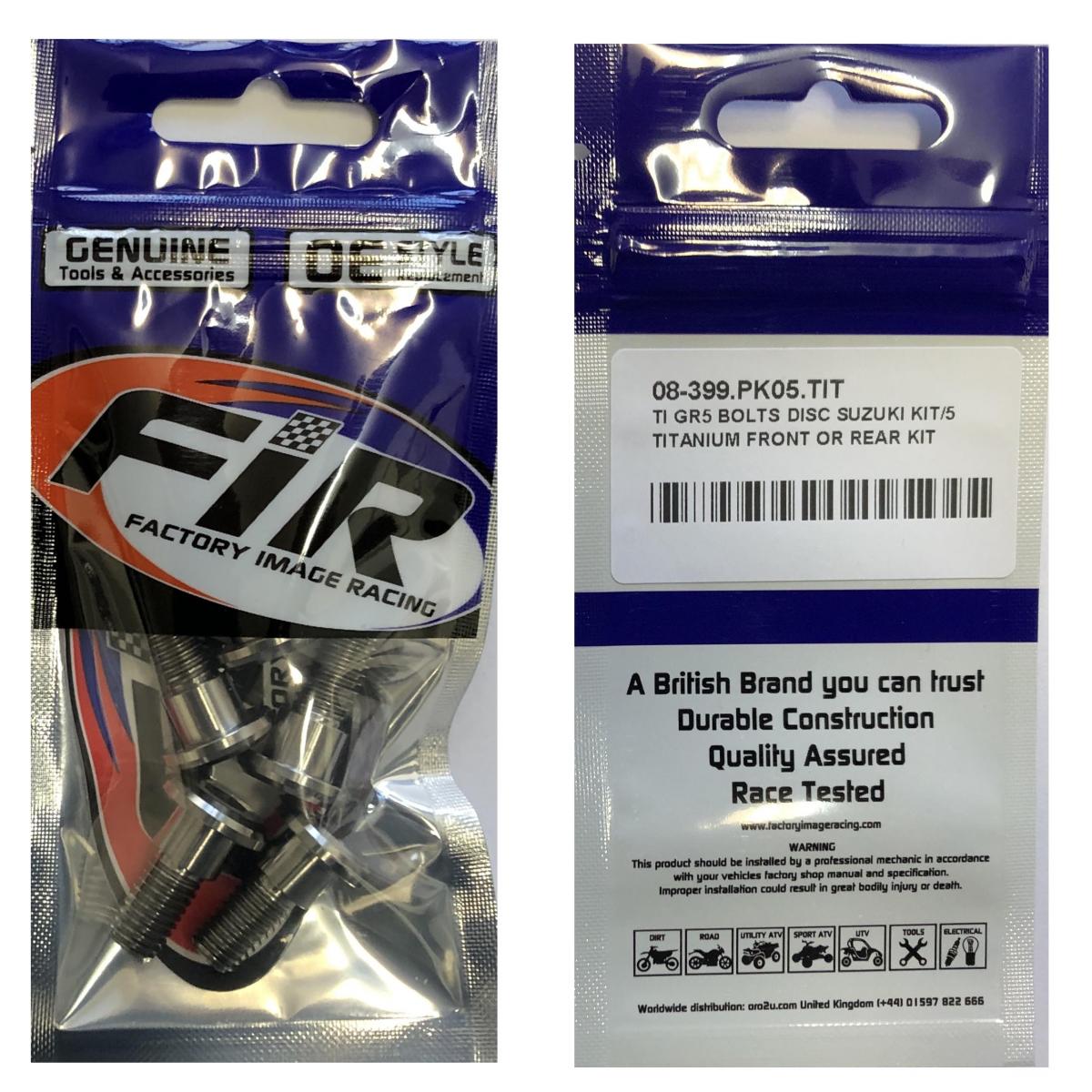 TI GR5 BOLTS DISC SUZUKI KIT/5, TITANIUM FRONT OR REAR KIT, / FIR BRAND thumbnail 3