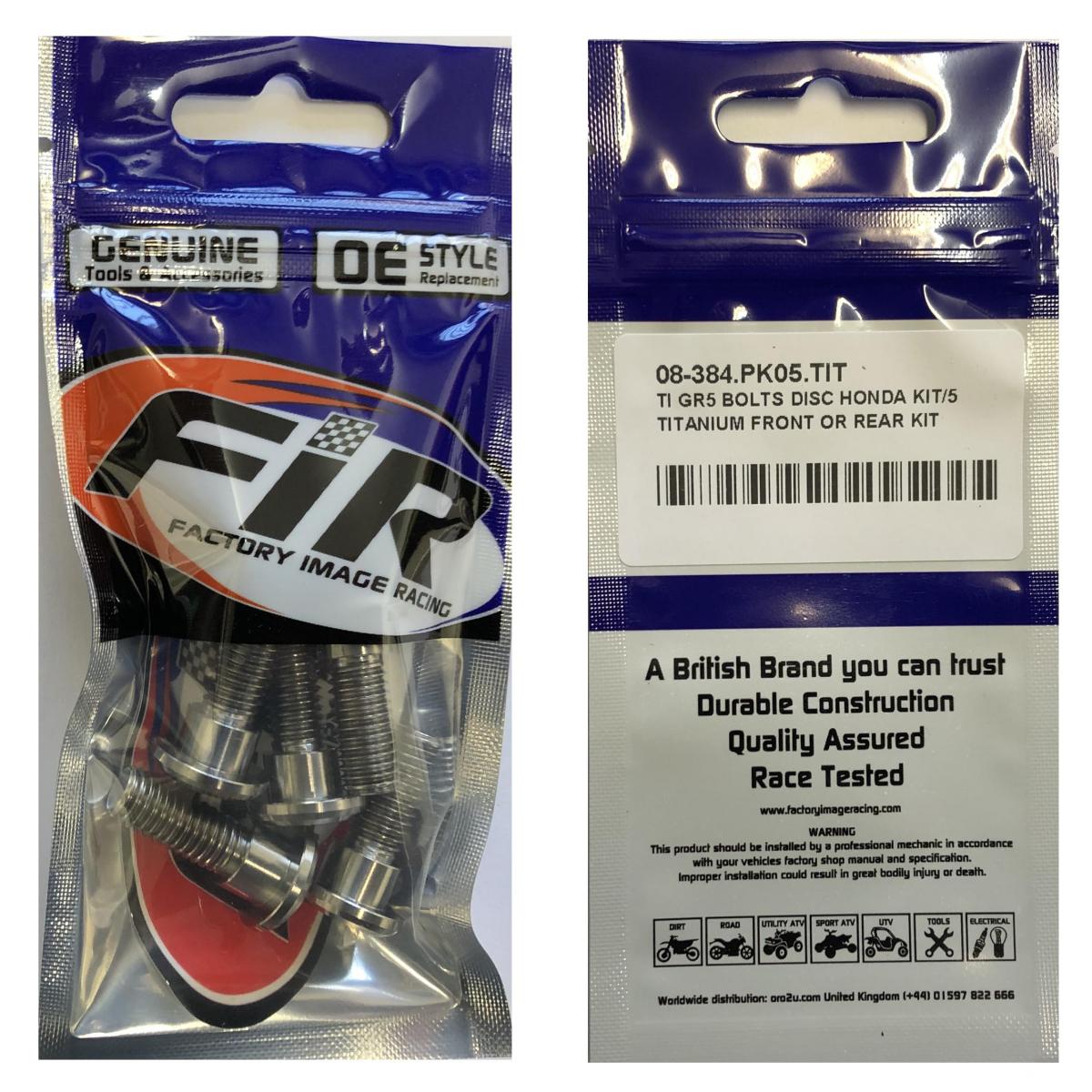 TI GR5 BOLTS DISC HONDA KIT/5, TITANIUM FRONT OR REAR KIT, / FIR BRAND thumbnail 3
