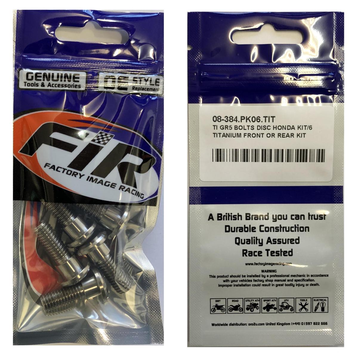 TI GR5 BOLTS DISC HONDA KIT/6, TITANIUM FRONT OR REAR KIT, / FIR BRAND thumbnail 3