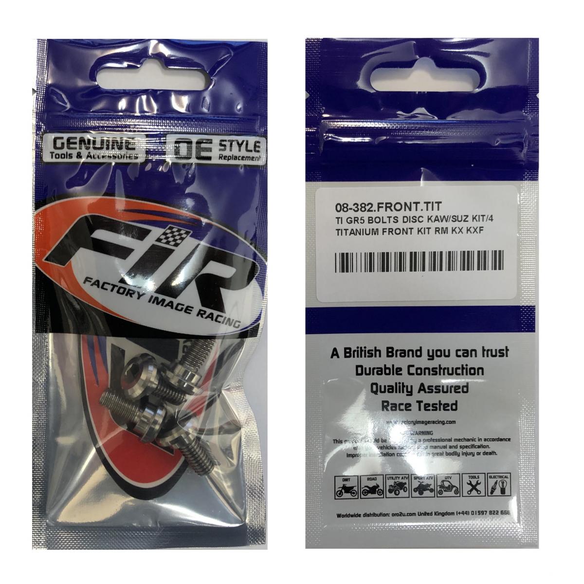 TI GR5 BOLTS DISC KAW/SUZ KIT/4, TITANIUM FRONT KIT RM KX KXF, / FIR BRAND thumbnail 3