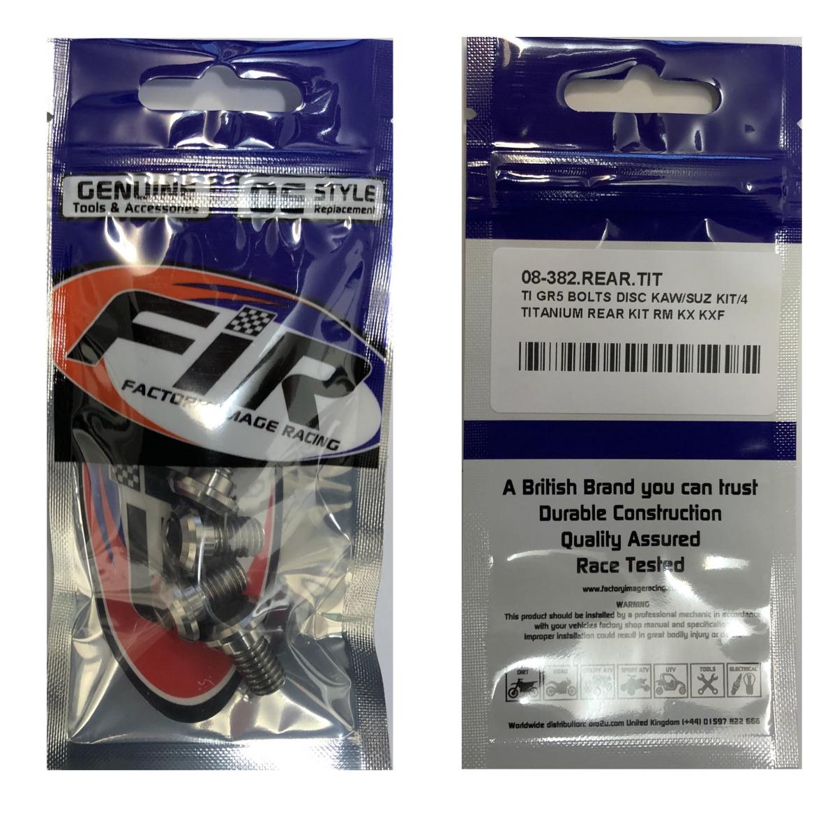 TI GR5 BOLTS DISC KAW/SUZ KIT/4, TITANIUM REAR KIT RM KX KXF, / FIR BRAND thumbnail 4