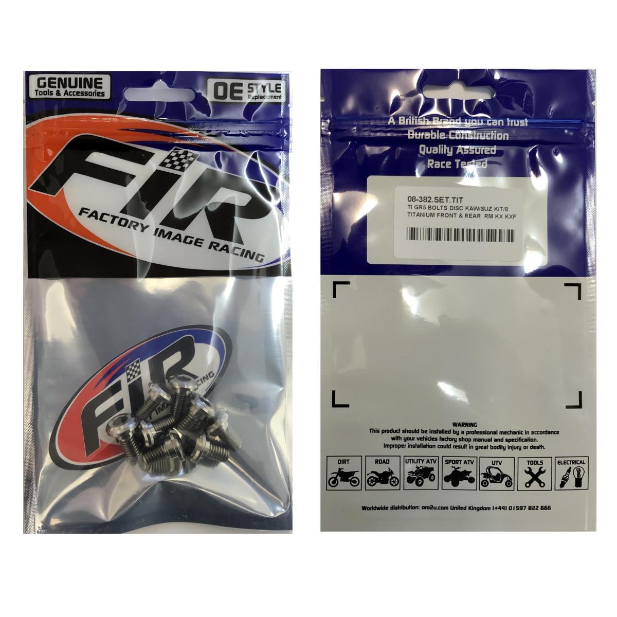 TI GR5 BOLTS DISC KAW/SUZ KIT/8, TITANIUM FRONT & REAR RM KX KXF, / FIR BRAND thumbnail 3