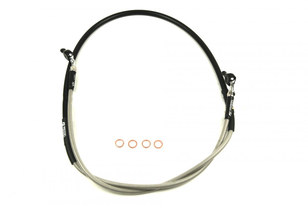 HOSE FRONT BRAKE SILVER / BLK, VENHILL H02-1-036/P-CL, 45125-MKE-A51, HONDA CRF 450 L/X