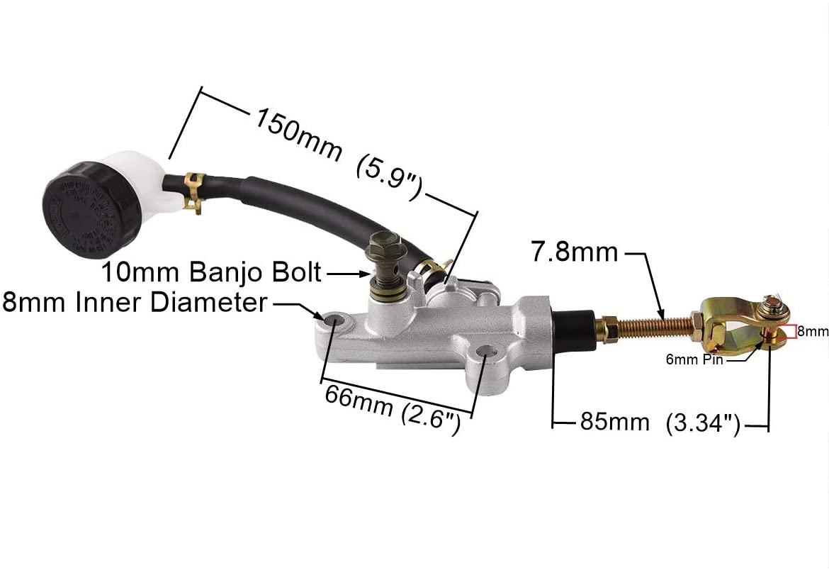 MASTER CYLINDER REAR YAMAHA 1987-2013 YFM 350 X RAPTOR BANSHEE WARRIOR 5FK-2583V-00-00 With 90* Reservoir thumbnail 4