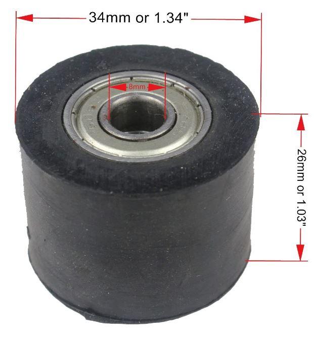 CHAIN ROLLER BLACK IDxODxW 8x34x26, LONG LASTING / 34MM OD thumbnail 2