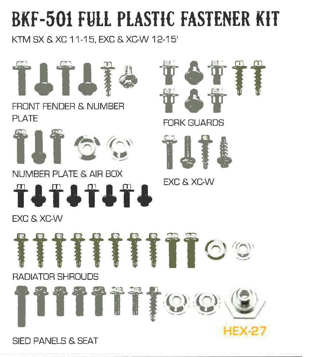 PLASTIC BOLT KIT KTM STYLE, FULL PLASTIC FASTENER KIT [54pcs] thumbnail 3