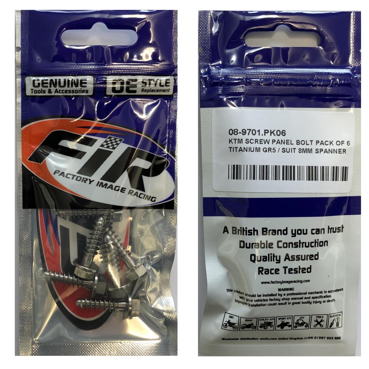 KTM SCREW PANEL BOLT PACK OF 6, TITANIUM GR5 / SUIT 8MM SPANNER, KTM OEM REF: 0017060206 thumbnail 3