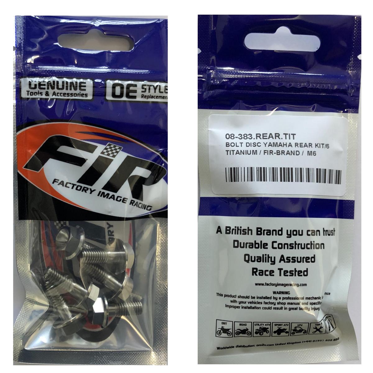 BOLT DISC YAMAHA REAR KIT/6, TITANIUM / / M6, 90109-065G4-00 / 90105-06109-00 thumbnail 2
