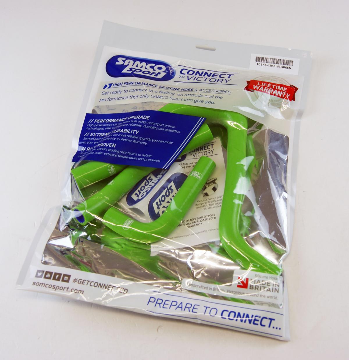 COOLANT HOSE 3 PIECE KIT GREEN 21-24 KAWASAKI 250 KX SAMCO SPORT KAW-99-GN thumbnail 2