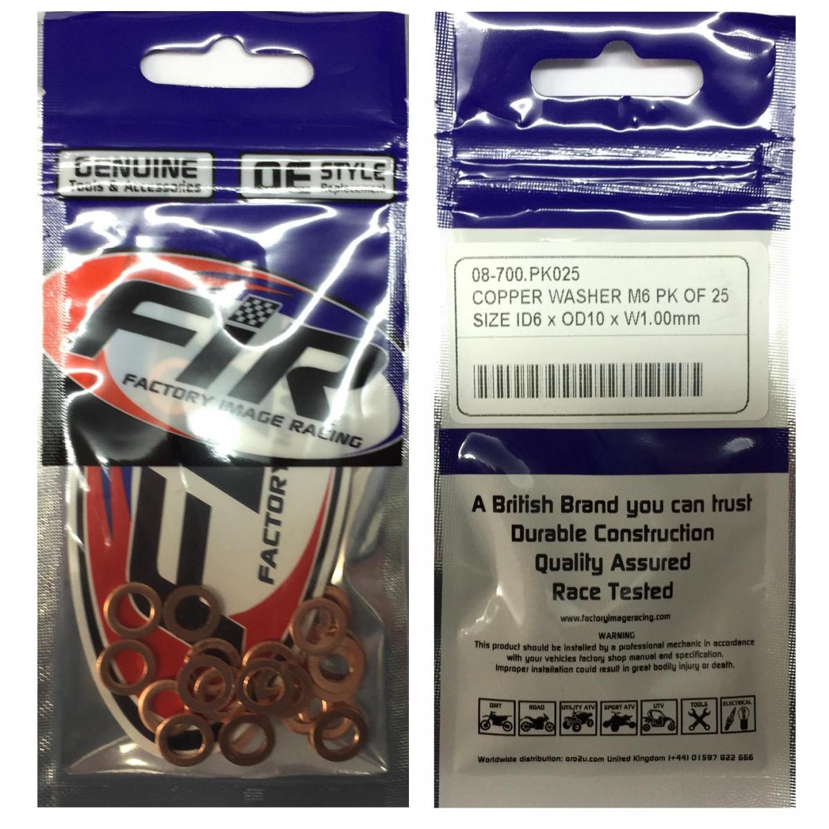 COPPER WASHER M6 PK OF 25, SIZE ID6 x OD10 x W1.00mm thumbnail 2