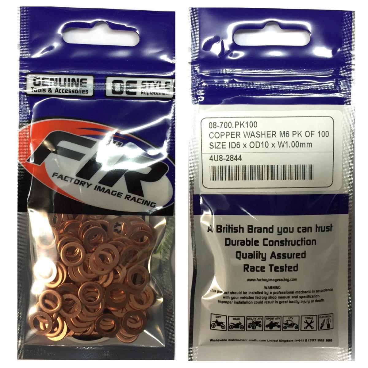 COPPER WASHER M6 PK OF 100, SIZE ID6 x OD10 x W1.00mm thumbnail 2
