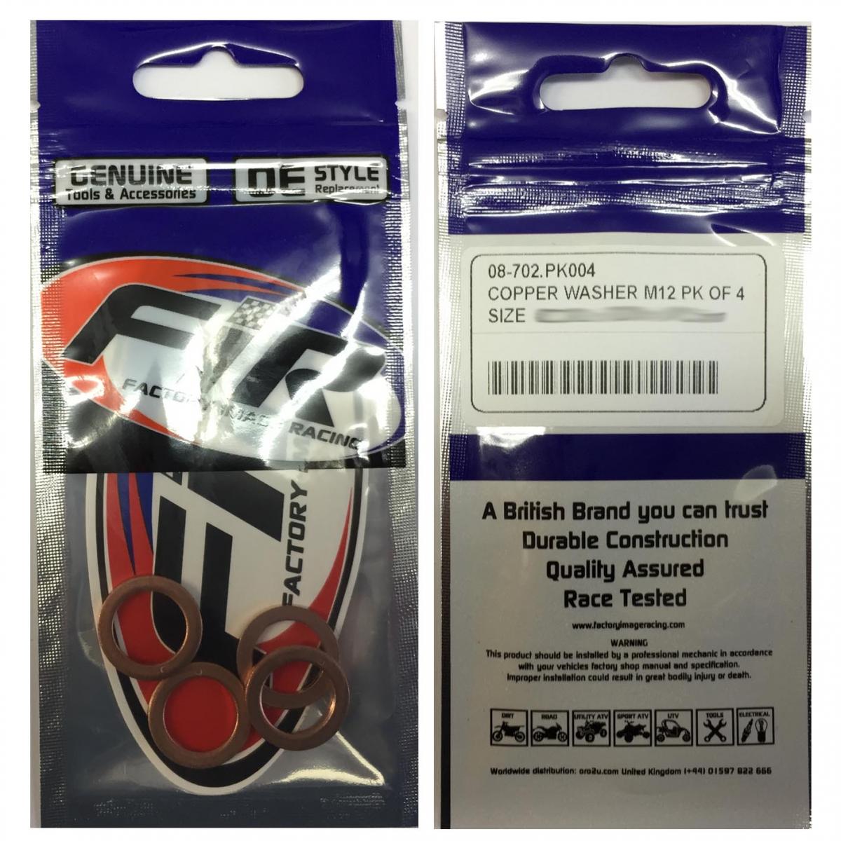 COPPER WASHER M12 PK OF 4, SIZE ID12 x OD18 x W1.50mm thumbnail 2