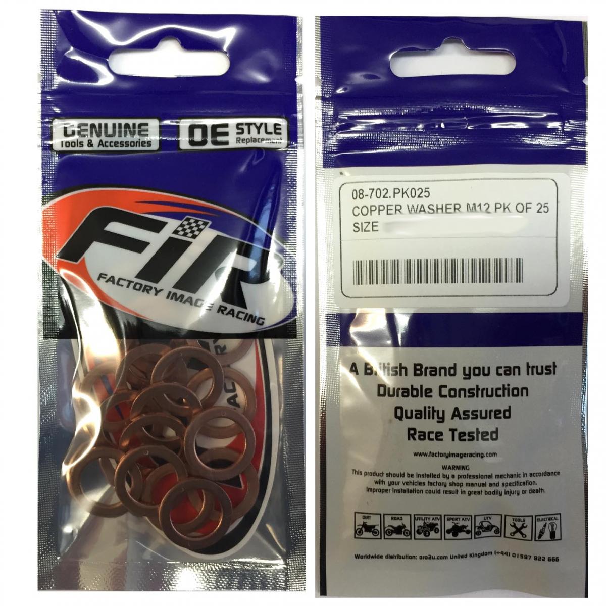 COPPER WASHER M12 PK OF 25, SIZE ID12 x OD18 x W1.50mm thumbnail 2