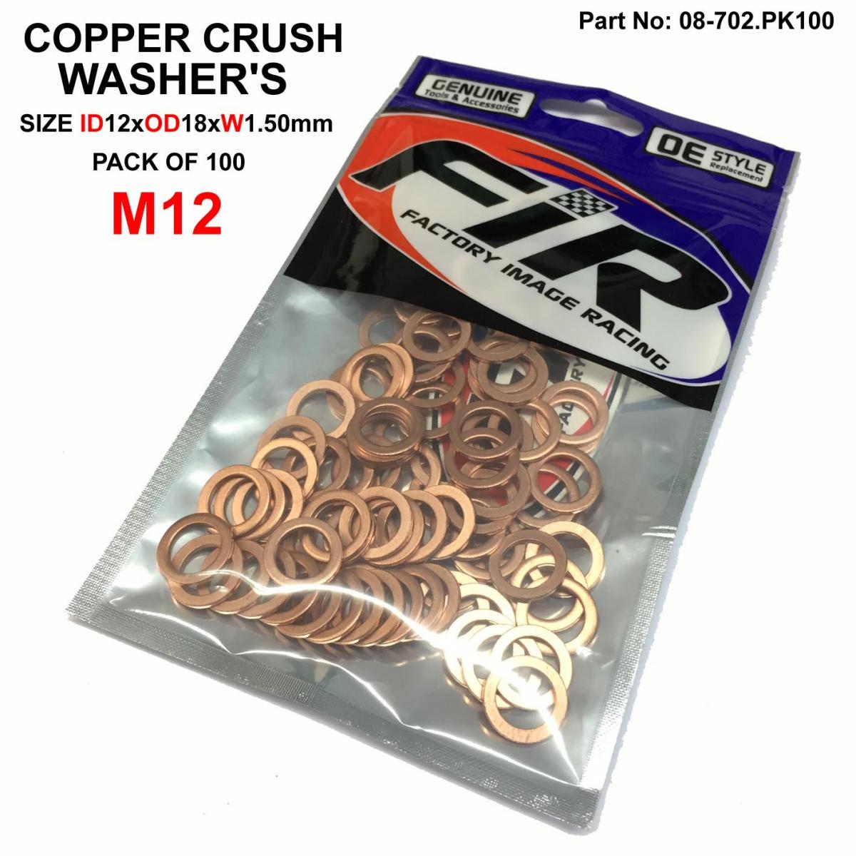 COPPER WASHER M12 PK OF 100, SIZE ID12 x OD18 x W1.50mm thumbnail 2