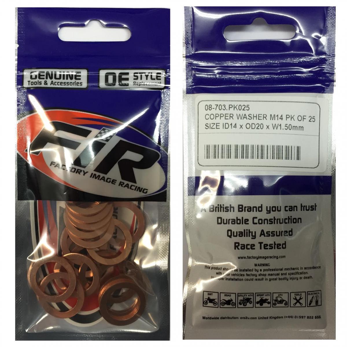 COPPER WASHER M14 PK OF 25, SIZE ID14 x OD20 x W1.0mm thumbnail 2