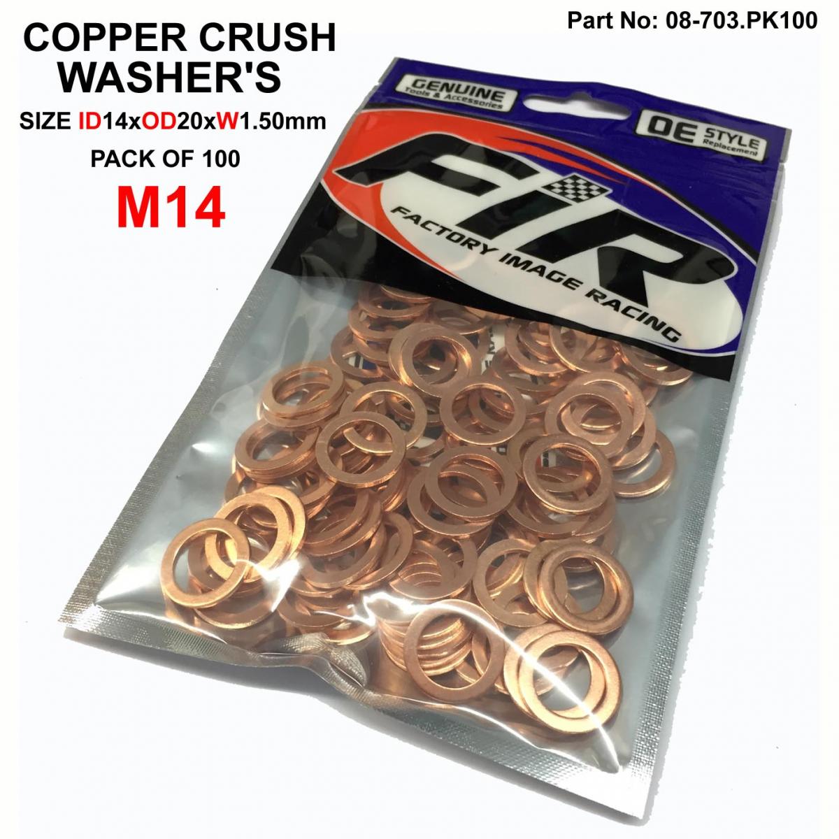 COPPER WASHER M14 PK OF 100 SIZE ID14 x OD20 x W1.0mm M14x20x1 thumbnail 2