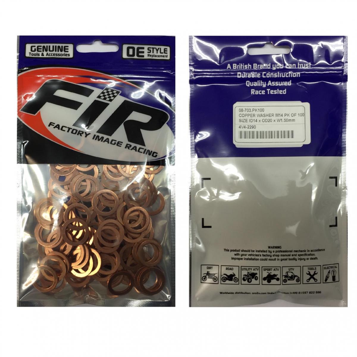 COPPER WASHER M14 PK OF 100 SIZE ID14 x OD20 x W1.0mm M14x20x1 thumbnail 3