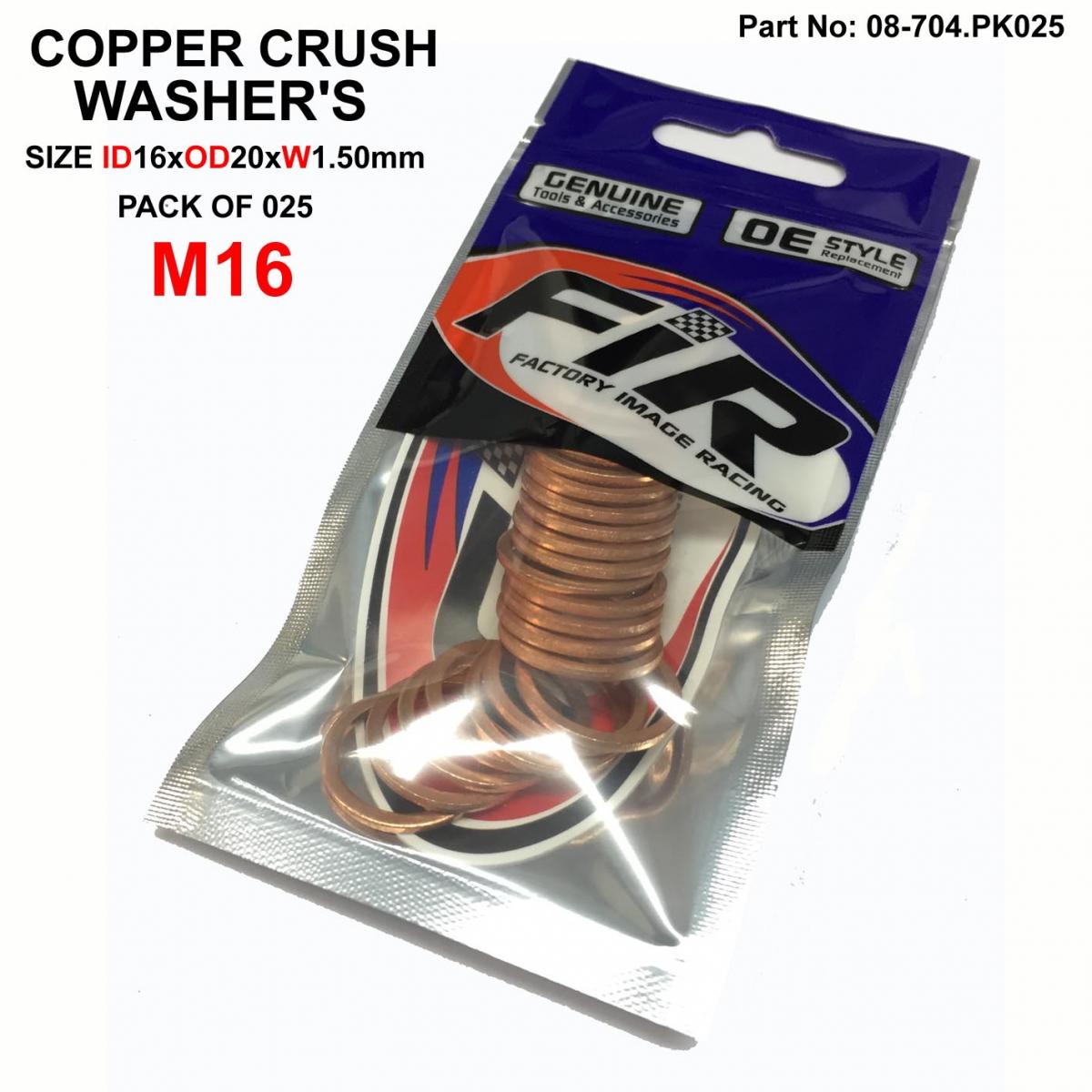 COPPER WASHER M16 PK OF 25, SIZE ID16 x OD20 x W1.50mm thumbnail 2