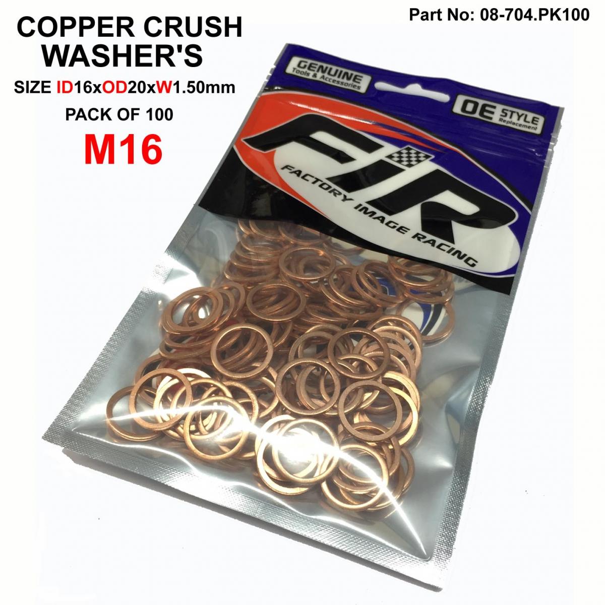COPPER WASHER M16 PK OF 100, SIZE ID16 x OD20 x W1.50mm thumbnail 2