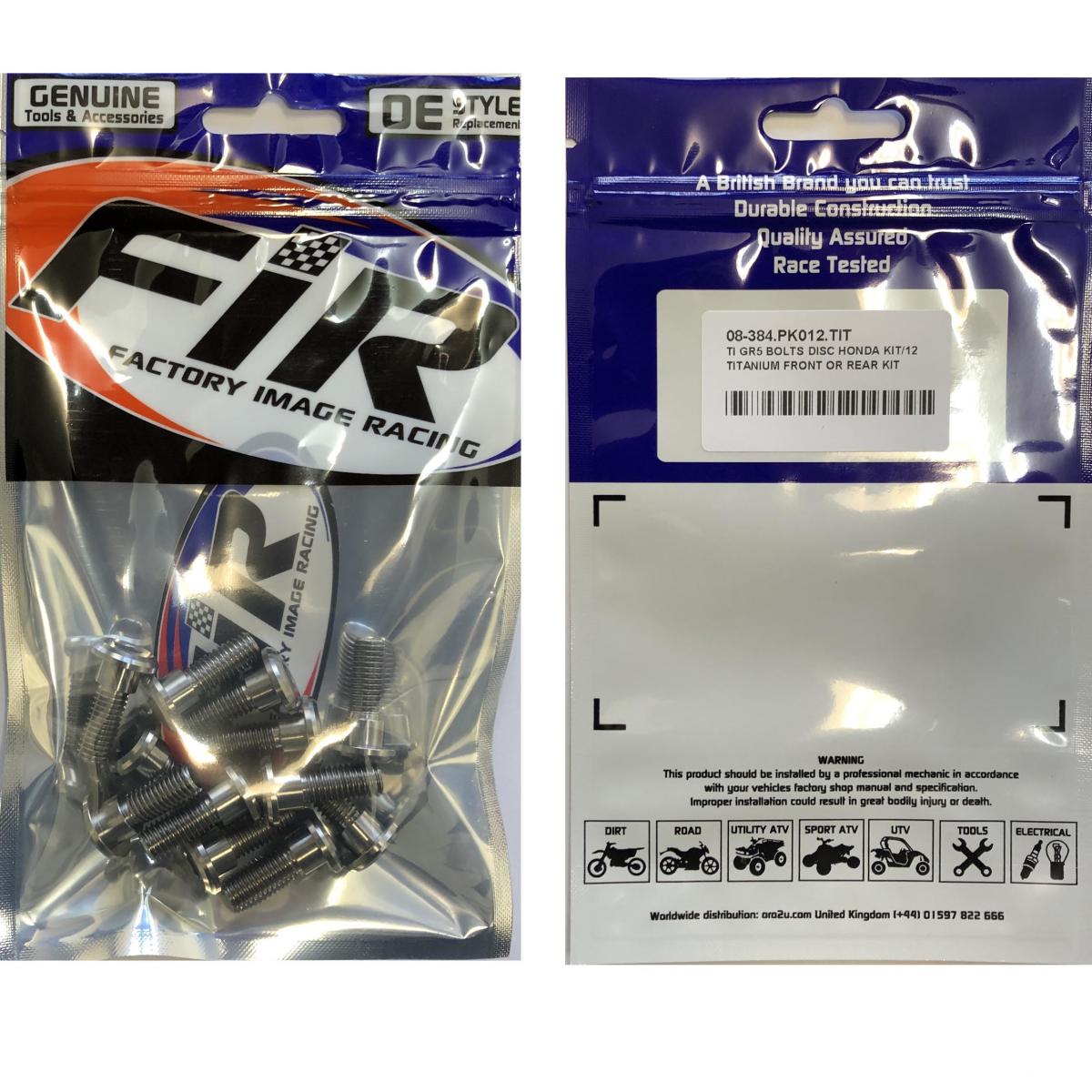 TI GR5 BOLTS DISC HONDA KIT/12, TITANIUM FRONT OR REAR KIT, / FIR BRAND thumbnail 3