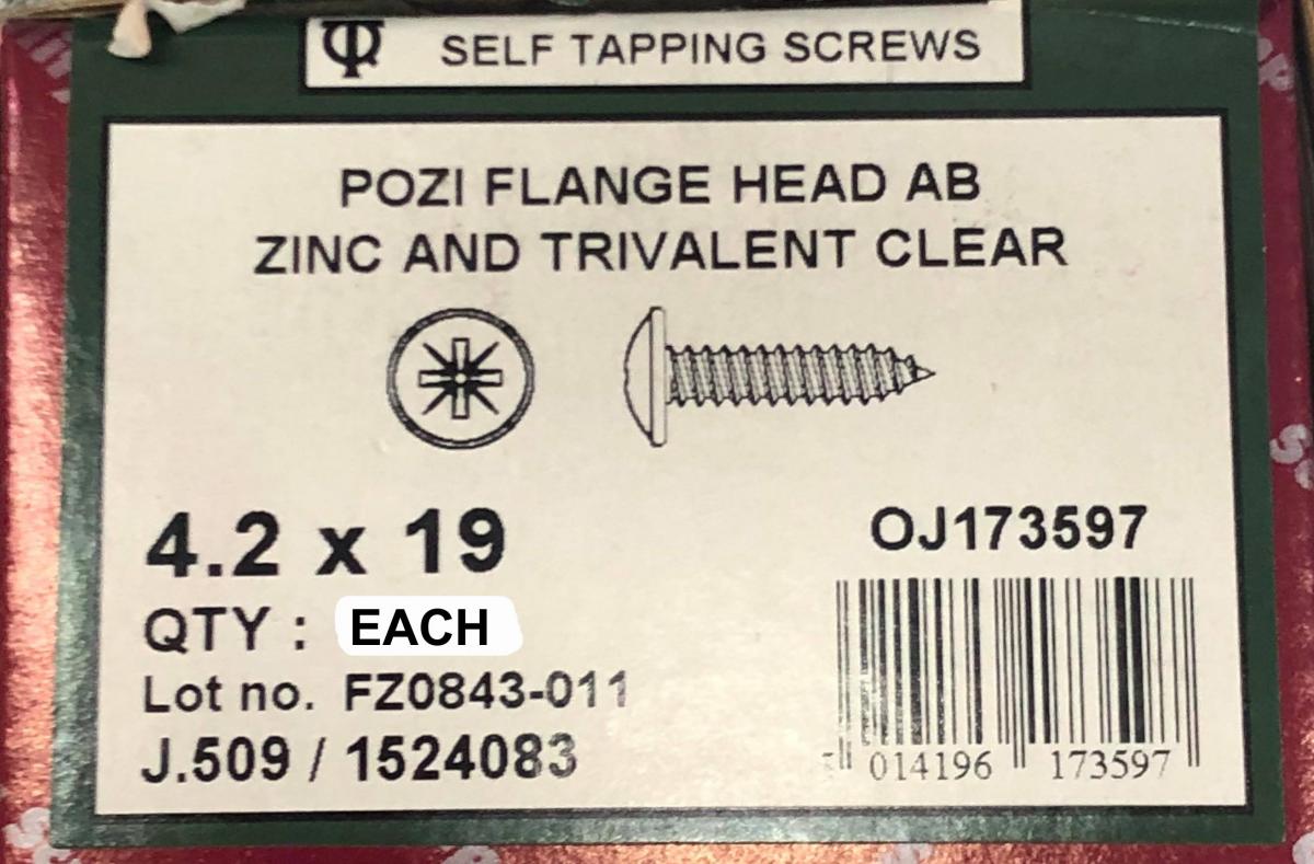 4.2x19mm SCREW FLANGE BZP, 8X3/4 POZI FLANGE S/TA EACH thumbnail 2