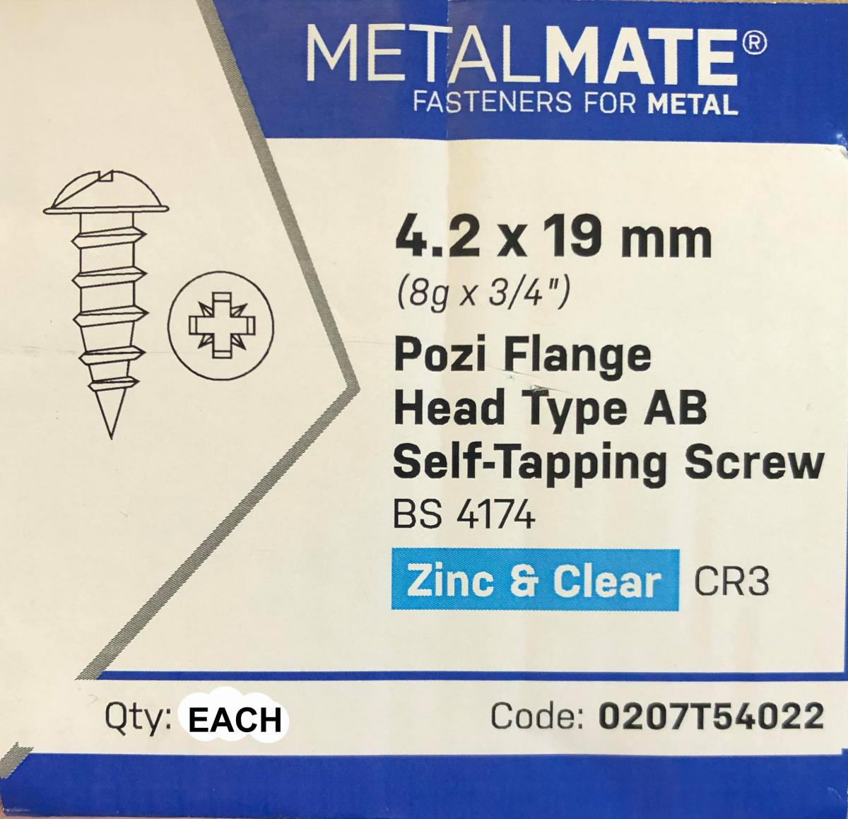 4.2x19mm SCREW FLANGE BZP, 8X3/4 POZI FLANGE S/TA EACH thumbnail 3