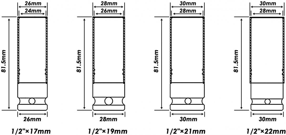 SOCKET IMPACT 1/2 4 PCS KIT thumbnail 4
