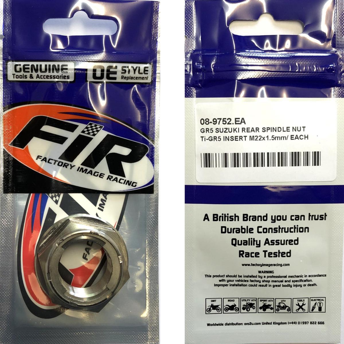 GR5 SUZUKI REAR SPINDLE NUT, Ti-GR5 INSERT M22x1.5mm / EACH, 64721-13K00 thumbnail 2
