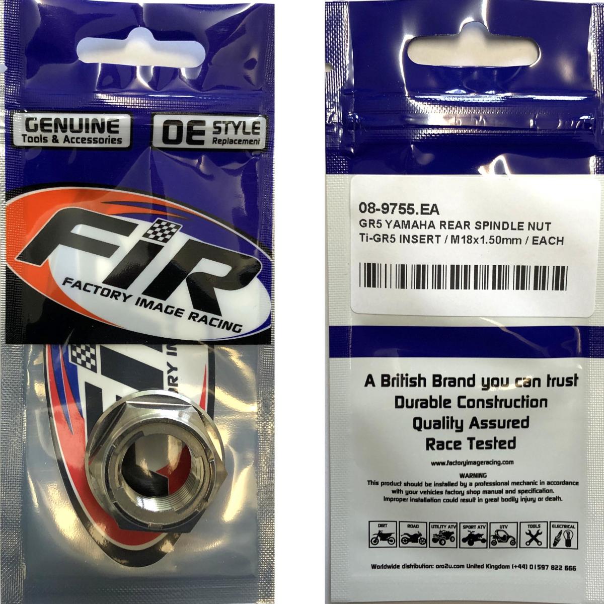 GR5 YAMAHA REAR SPINDLE NUT, Ti-GR5 INSERT / M18x1.50mm / EACH, 90185-18009-00 thumbnail 2
